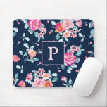 Vibrant Pink Roses Floral Monogram Mouse Mat<br><div class="desc">Vibrant Pink Roses Floral Monogram Mouse Pad</div>