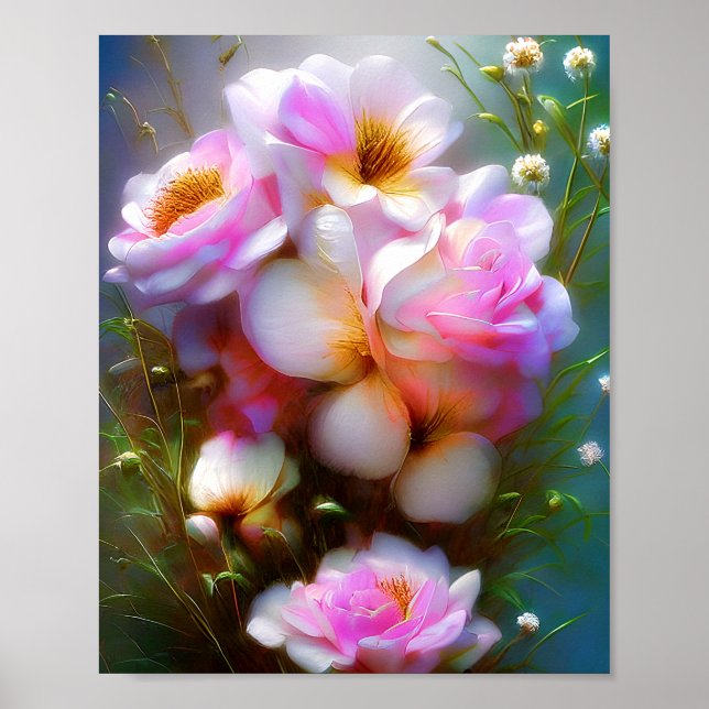 Vibrant pink roses poster (Front)