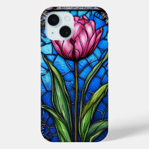 Vibrant pink tulip iPhone 15 case