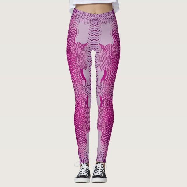 Vibrant Pink Vortex Illusion Leggings (Front)
