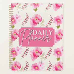Vibrant Pink Watercolor Floral Daily Planner