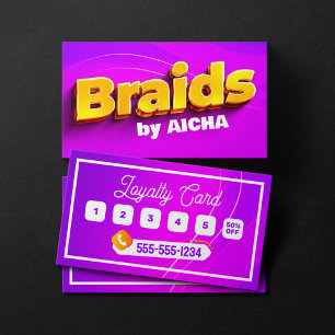 Vibrant Pink & Yellow African Hair Braiding Loyalty Card