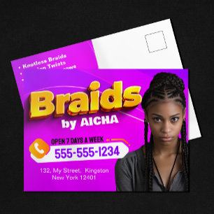 Vibrant Pink & Yellow African Hair Braiding Photo Postcard