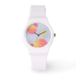 Vibrant Pink Yellow Random Mandala Watch
