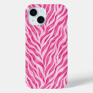 Vibrant Pink Zebra Print iPhone 15 Case