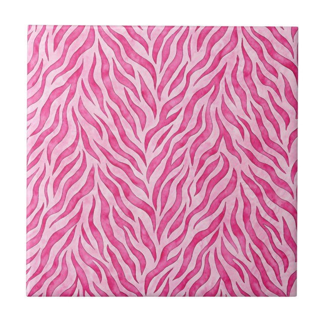 Vibrant Pink Zebra Print Tile (Front)
