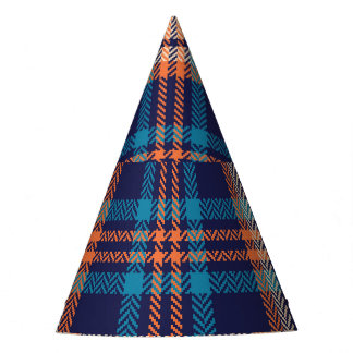 Vibrant Plaid: Autumn Textile Design Party Hat