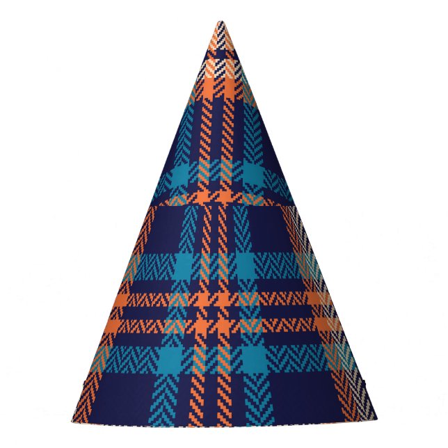 Vibrant Plaid: Autumn Textile Design Party Hat (Front)