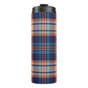 Vibrant Plaid: Autumn Textile Design Thermal Tumbler