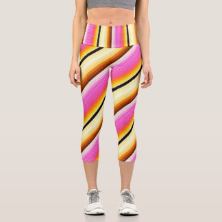 Vibrant Plaid Fuison High Waisted Capri Leggings