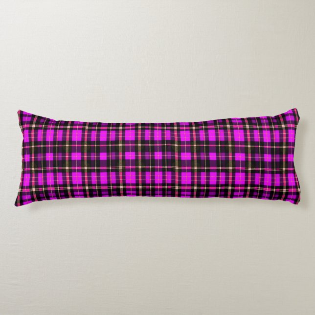 Vibrant Plaid Tartan Pattern Fabric Body Cushion (Front)
