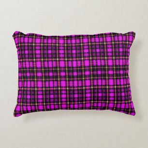 Vibrant Plaid Tartan Pattern Fabric Decorative Cushion