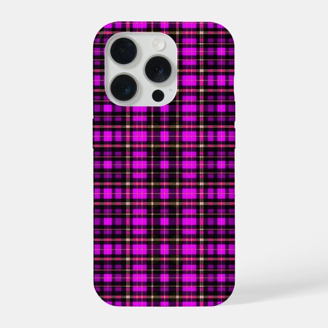 Vibrant Plaid Tartan Pattern Fabric iPhone Case (Back)