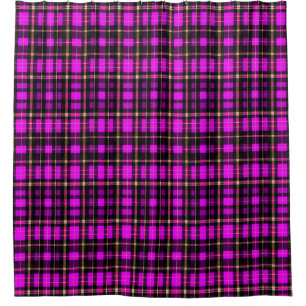 Vibrant Plaid Tartan Pattern Fabric Shower Curtain