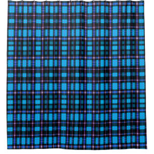Vibrant Plaid Tartan Pattern Fabric Shower Curtain