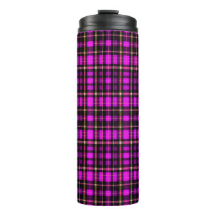 Vibrant Plaid Tartan Pattern Fabric Thermal Tumbler