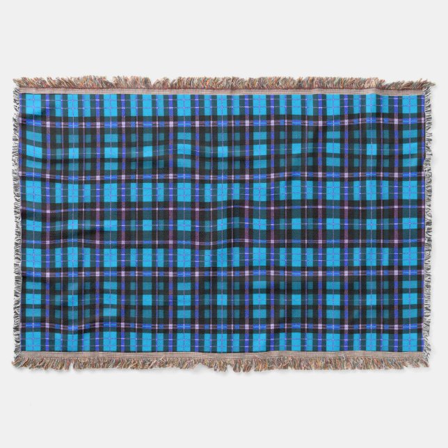 Vibrant Plaid Tartan Pattern Fabric Throw Blanket (Front)