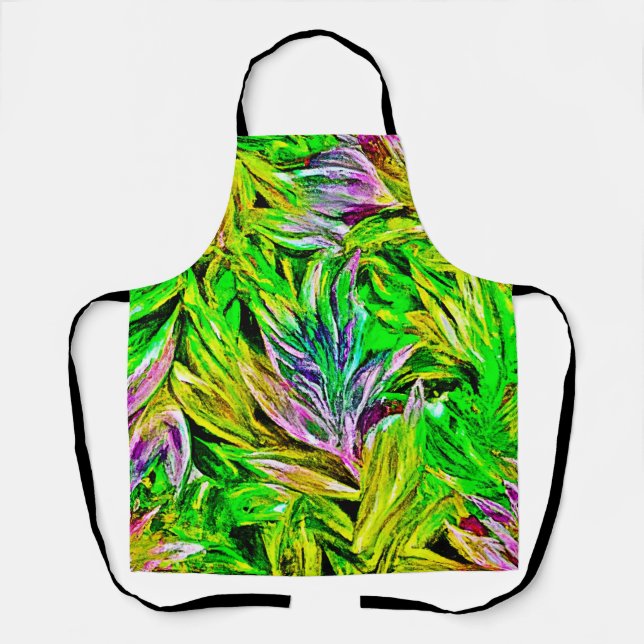 Vibrant Plant Strokes Design Apron (Front)