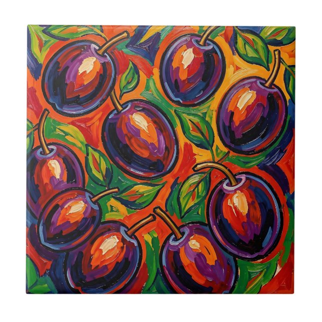 Vibrant Plum Fauvist  Tile (Front)