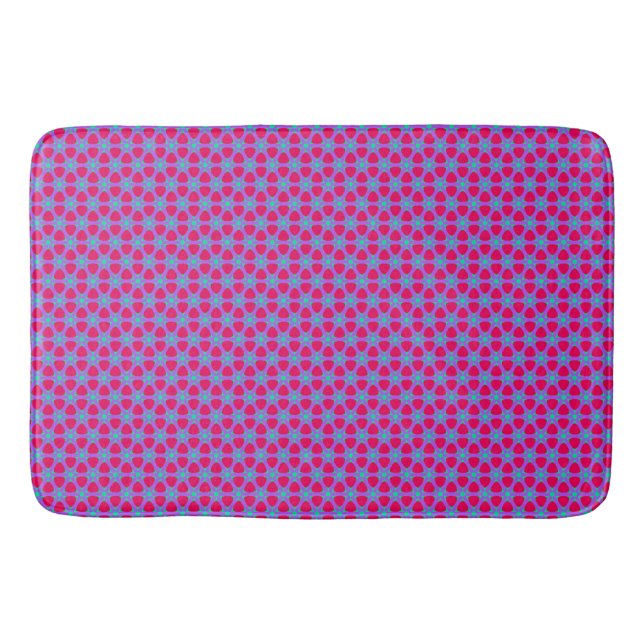 Vibrant Plum Flower Pattern Bath Mat (Front)
