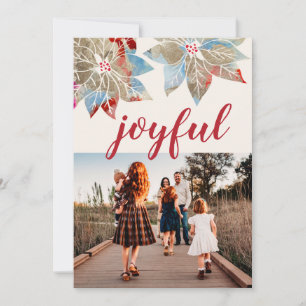 Vibrant Poinsettia Christmas Photo Card