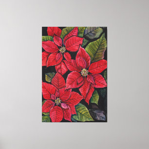 Vibrant Poinsettia In Watercolor  Canvas Print