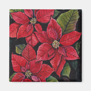 Vibrant Poinsettia In Watercolor  Magnet