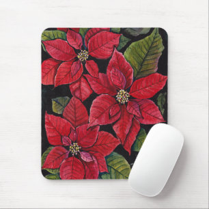 Vibrant Poinsettia In Watercolor  Mouse Mat