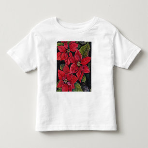 Vibrant Poinsettia In Watercolor   Toddler T-Shirt