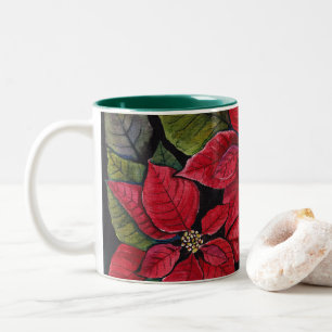 Vibrant Poinsettia In Watercolor Two-Tone Coffee Mug