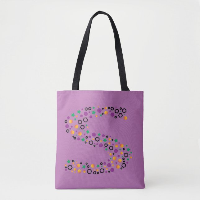Vibrant Polka Dot Letter S Monogram Tote Bag |  (Front)