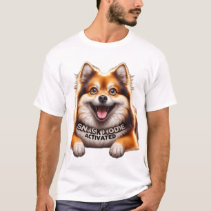 Vibrant Pomeranian Dog Snacking Meme Funny T-Shirt
