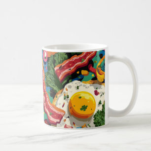 Vibrant Pop Art Abstract Pattern of Eggs and Bacon Coffee Mug