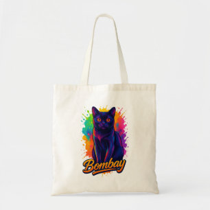 Vibrant Pop Art Bombay Cat – Neon Street Art Tote Bag