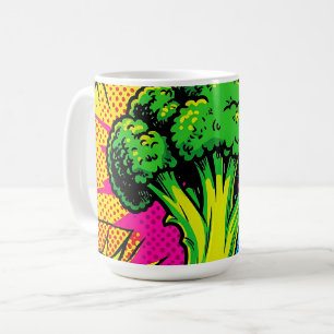 Vibrant Pop Art Broccoli Pattern Coffee Mug