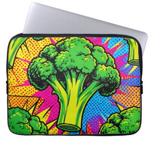 Vibrant Pop Art Broccoli Pattern Laptop Sleeve