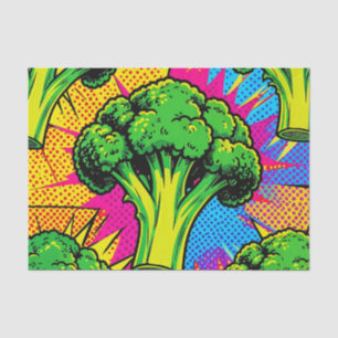 Vibrant Pop Art Broccoli Pattern Tissue Paper