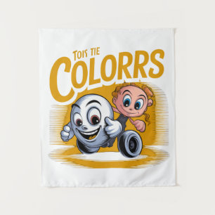 Vibrant Pop Art Cartoon Wall Tapestry
