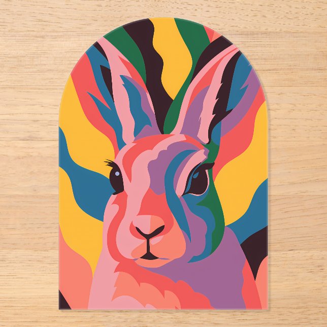 Vibrant Pop Art Cow Face Portrait Acrylic Invitations (Front)