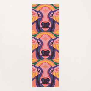 Vibrant Pop Art Cow Face Portrait Yoga Mat