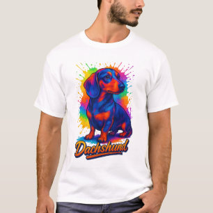 Vibrant Pop Art Dachshund – Colourful Neon Dog T-Shirt