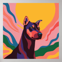 Vibrant Pop Art Doberman Portrait