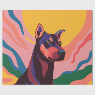Vibrant Pop Art Doberman Portrait Wrapping Paper