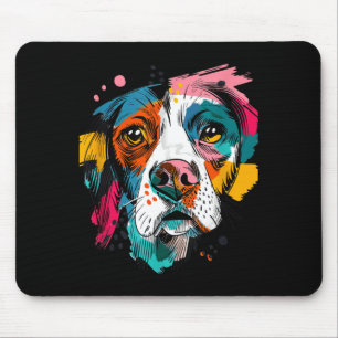 Vibrant Pop Art Dog Face Abstract Canine Portrait Mouse Mat