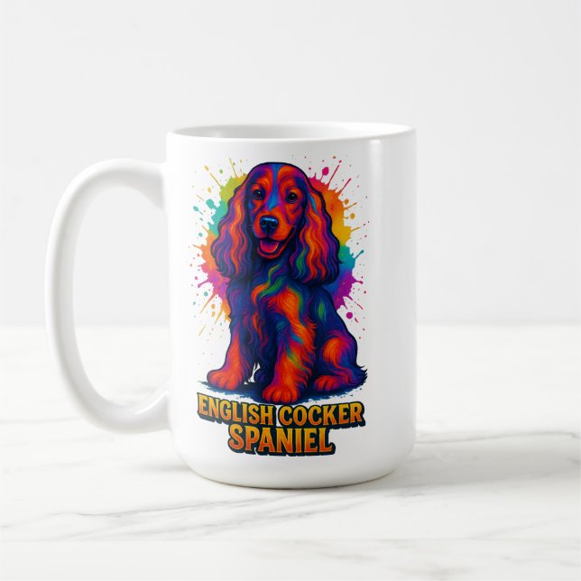 Vibrant Pop Art English Cocker Spaniel  Coffee Mug (Left)