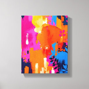 Vibrant Pop Art Floral Abstract Canvas Print