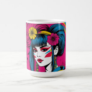 Vibrant Pop Art Geisha Modern Japanese Girl Coffee Mug