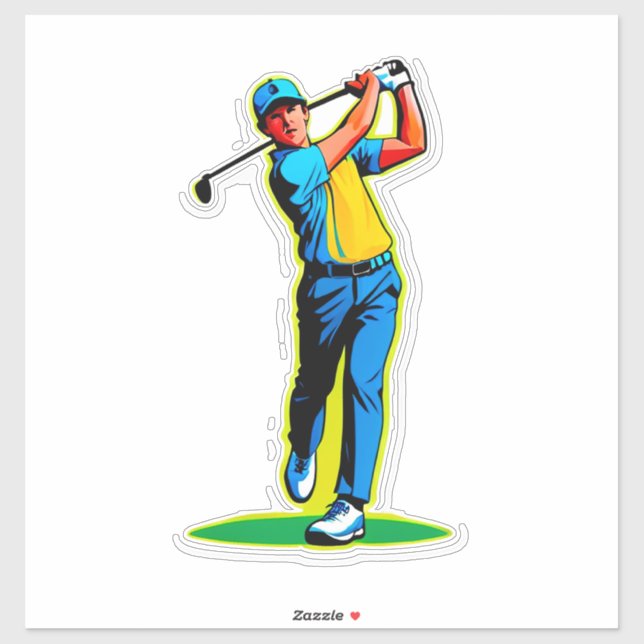Vibrant Pop-Art Golfer Swinging a Driver on Green (Sheet)
