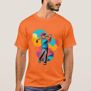 Vibrant Pop-Art Golfer Swinging a Driver on Green T-Shirt