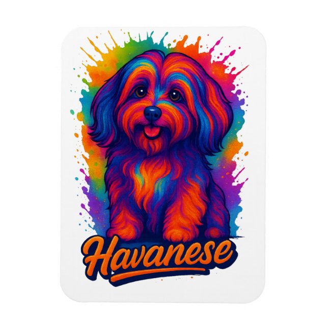 Vibrant Pop Art Havanese Dog – Colourful Street Ar Magnet (Vertical)